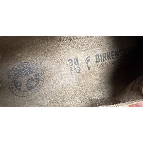 Birkenstock Buckley Suede Tan Clogs Moccasin Buckle Size 38 Narrow - Picture 14 of 14